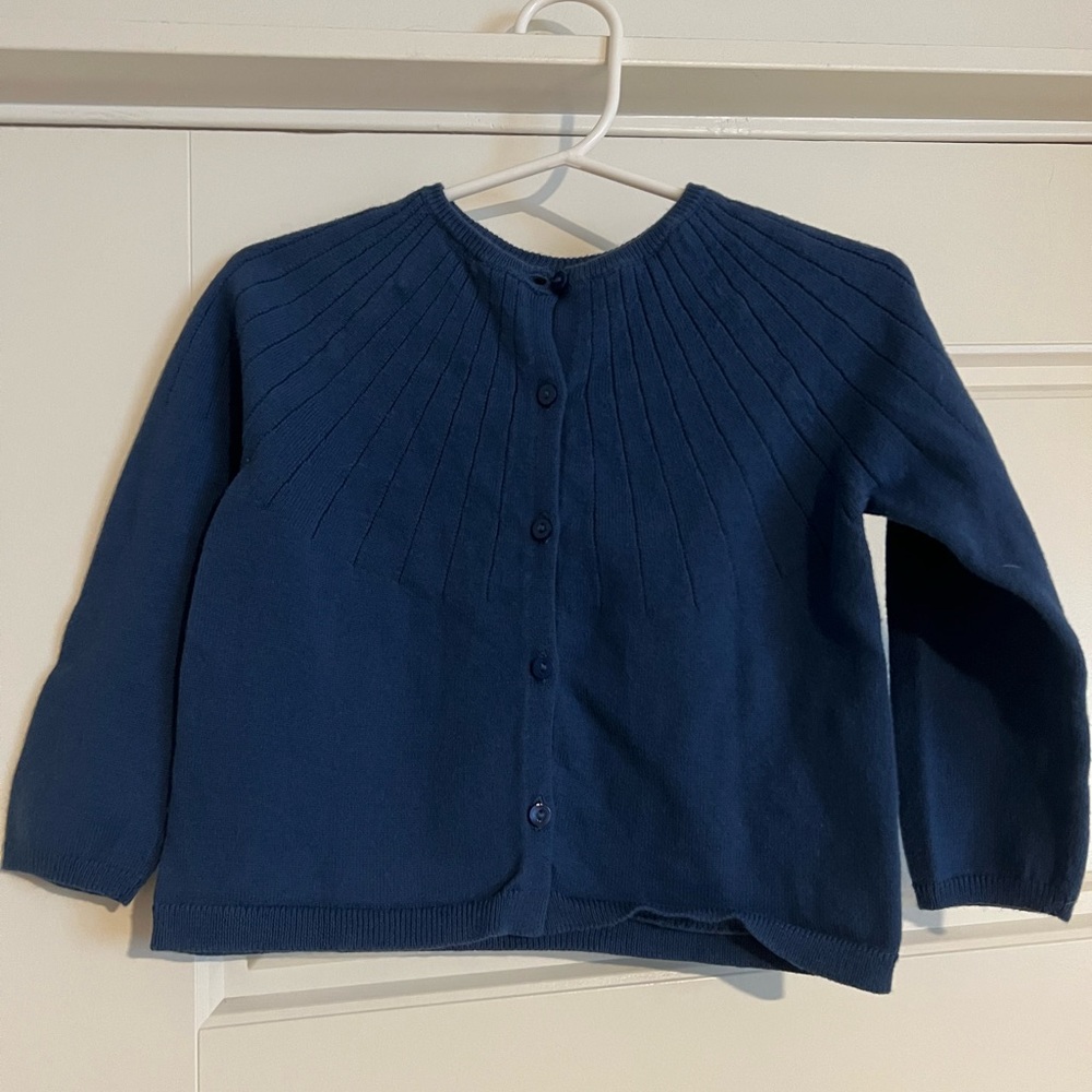 $11 ADD ON Zara (EUC) sweater cardigan pointelle‎ blue 18-24m